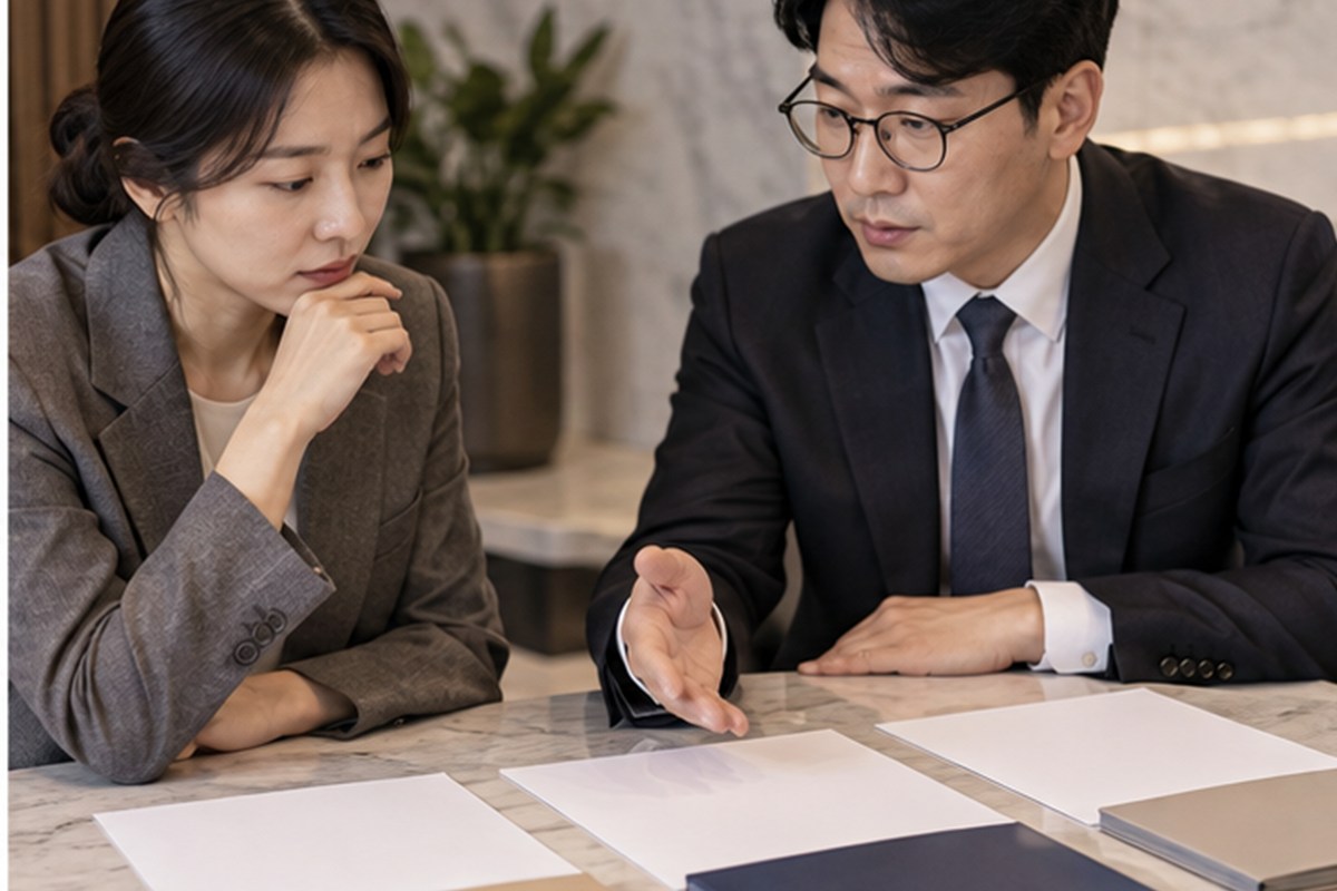 상표권 침해소송 비용 업무 범위를 비교하는 장면