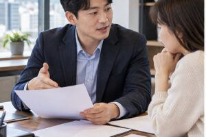 경계복원측량 비용 상담 장면