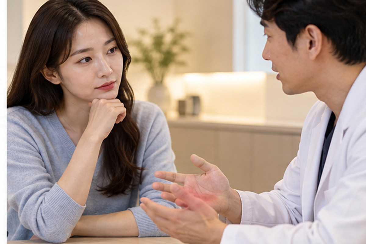 안구건조증 치료비용 치료 선택지를 설명하는 장면