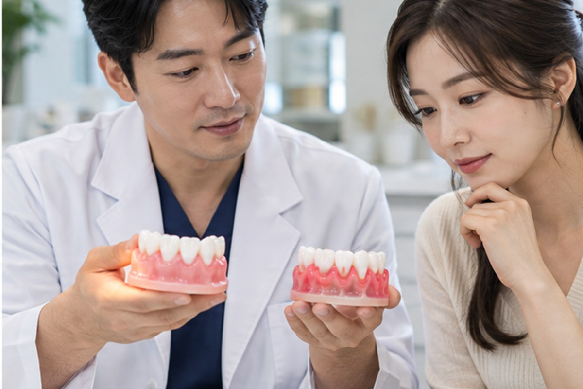 잇몸치료 비용 치료 선택지를 설명하는 장면