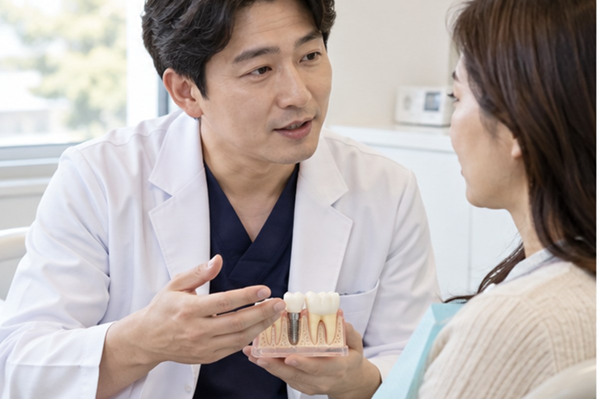 어금니 임플란트 비용 진료 상담 장면