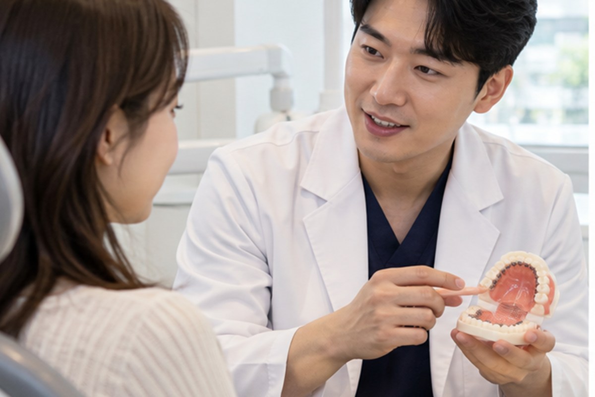 설측교정 비용 진료 상담 장면