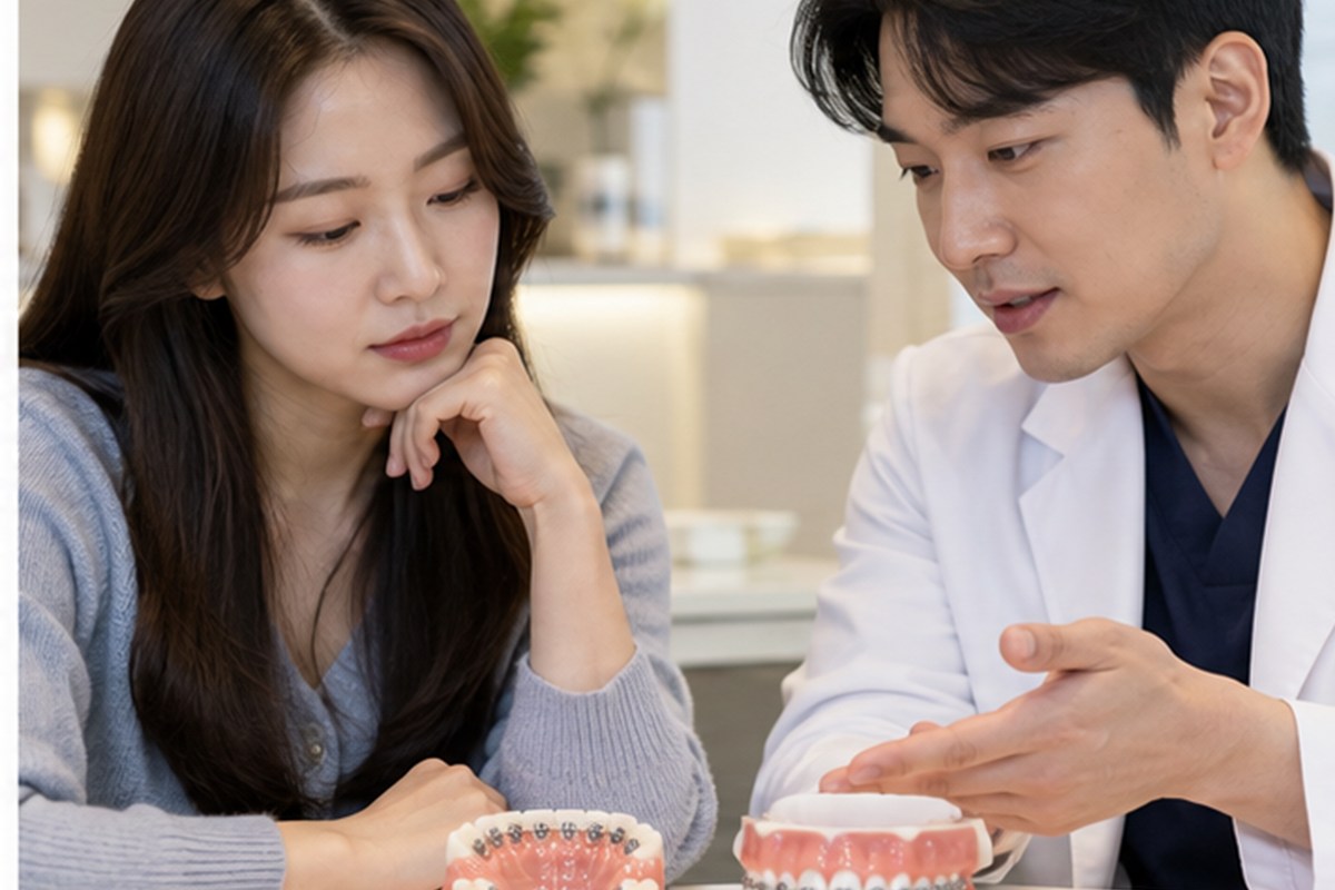 설측교정 비용 치료 선택지를 설명하는 장면