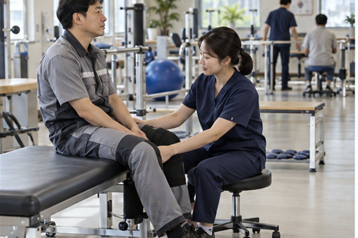 산재 장해급여 관련 상황을 확인하는 사람
