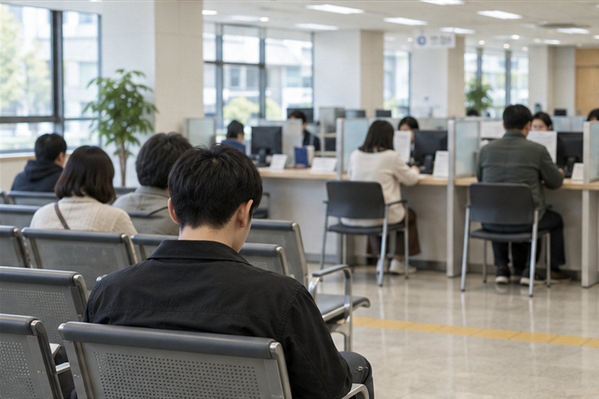 실업급여 수급자격 신청 관련 상황을 확인하는 사람