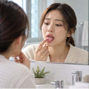 혀 통증 원인 선택과 확인을 위한 실사 이미지 1