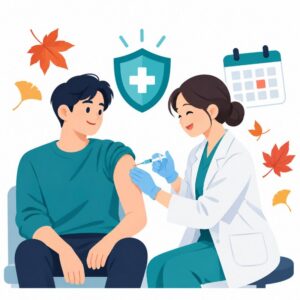 2026~2027절기 독감예방접종시기 총정리: 연령별 일정과 무료접종 대상 12 독감예방접종시기 안내 일러스트