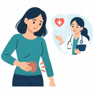 왼쪽 아랫배 통증 안내 일러스트