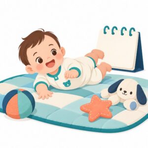 아기 뒤집기 시기 안내 일러스트