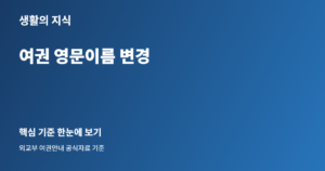 여권 영문이름 변경 핵심 안내