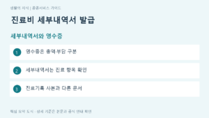 진료비 세부내역서 발급 세부내역서와 영수증 요약: 영수증은 총액·부담 구분, 세부내역서는 진료 항목 확인, 진료기록 사본과 다른 문서