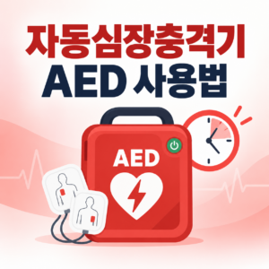 자동심장충격기(AED) 설치 의무기관과 사용법, 응급상황 대처 골든타임 10 자동심장충격기 AED 사용법을 보여주는 대표 이미지