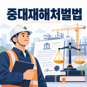 중대재해처벌법 적용대상과 처벌기준, 50인 미만 사업장도 해당됩니다 1 안전모를 쓴 작업자와 법률 저울을 보여주는 중대재해처벌법 썸네일 일러스트