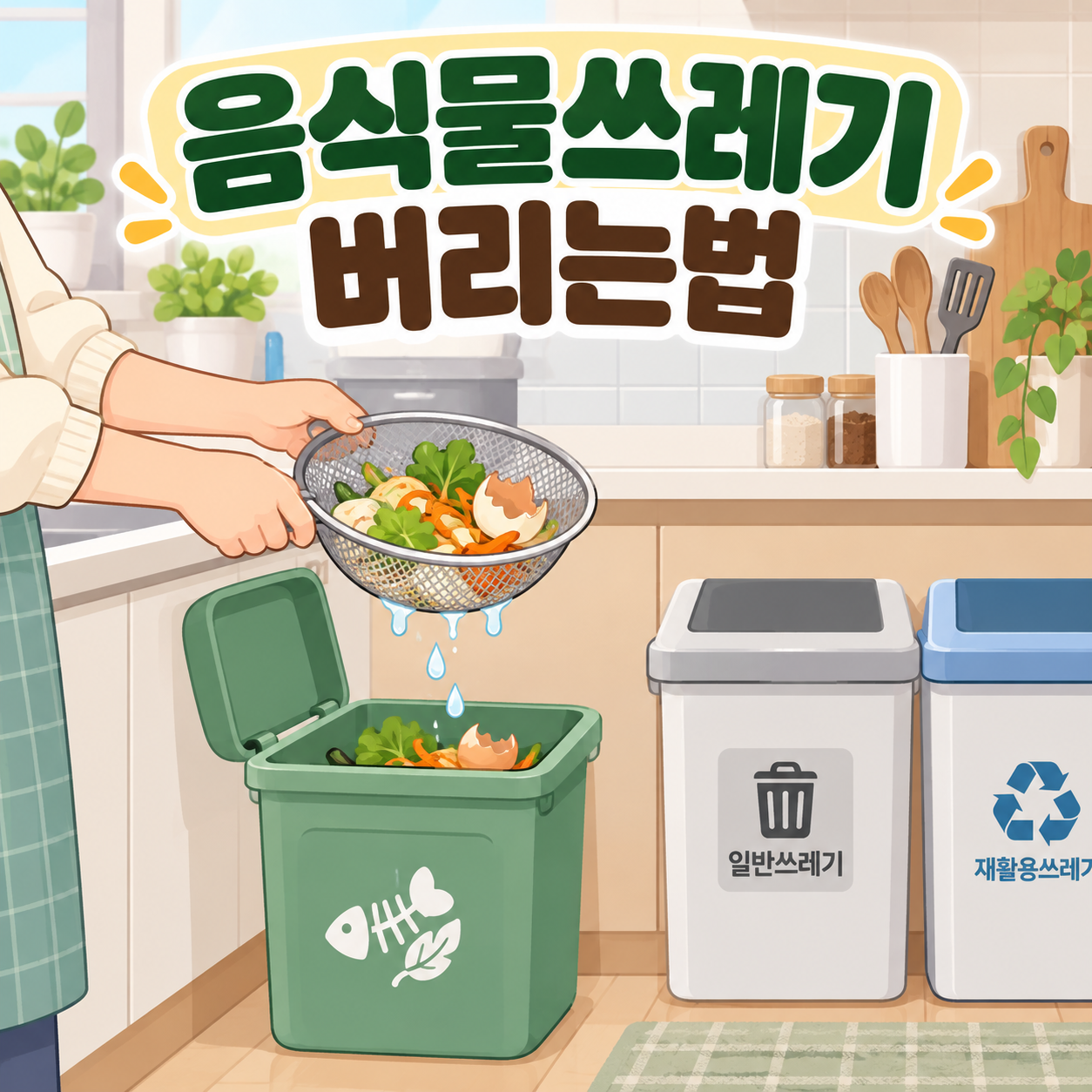 음식물쓰레기 버리는법 안내 일러스트