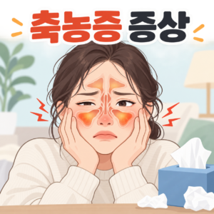 축농증 증상과 부비동 위치 안내 일러스트