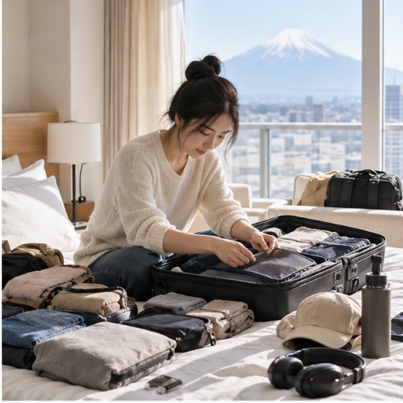 일본 여행 필수품 여행 현장 이미지