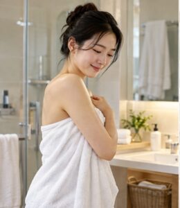 독감 예방접종 후 샤워 현장 실사 이미지