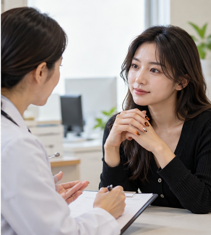 핼러윈 네일 확인 장면 실사 이미지