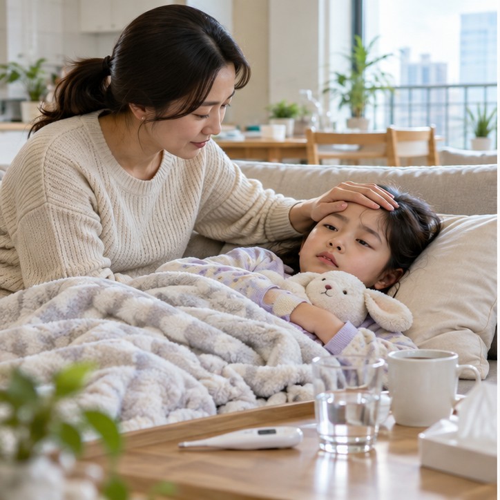 아이 독감 증상 현장 실사 이미지