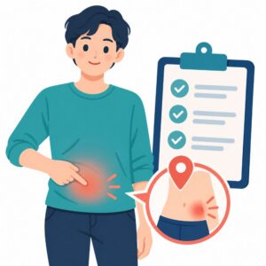 오른쪽 아랫배 통증 안내 일러스트