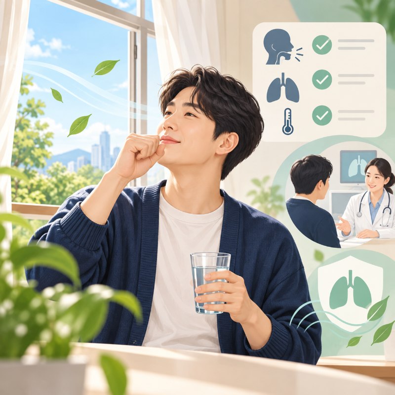 기침 멈추는법: 마른기침과 밤기침 대처, 병원에 갈 신호 1 기침 멈추는법 안내 일러스트