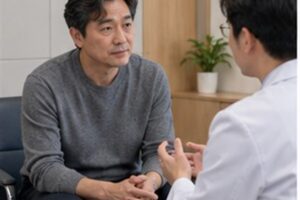 전립선비대증 수술비용 관련 상담과 선택 기준을 확인하는 장면