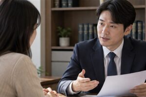 임대차보증금 반환소송 비용 관련 상담과 업무 범위를 확인하는 장면