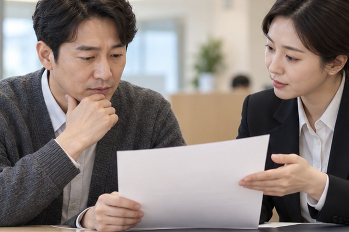 증여세 분납 결정 전 조건을 비교하는 장면