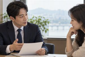 세금 체납 압류해제 관련 상담과 업무 범위를 확인하는 장면