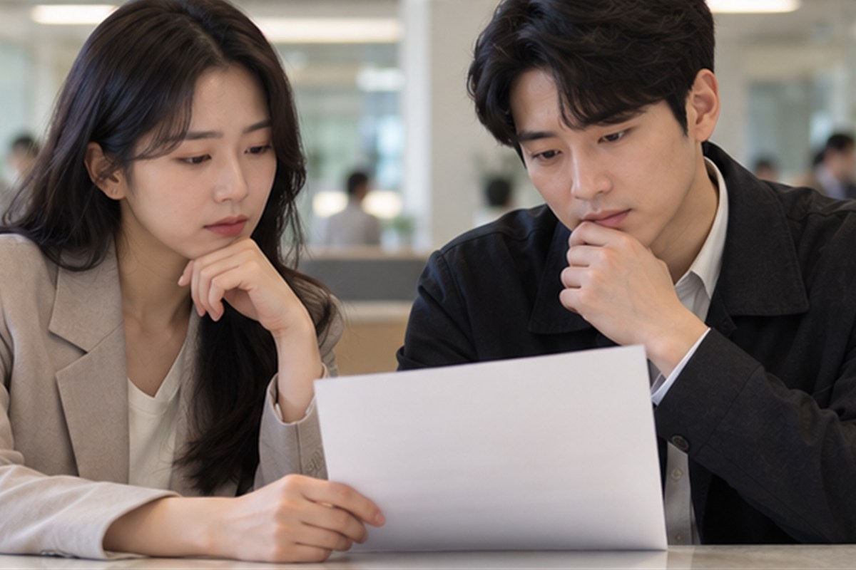 합의서 작성 변호사 비용 결정 전 조건을 비교하는 장면