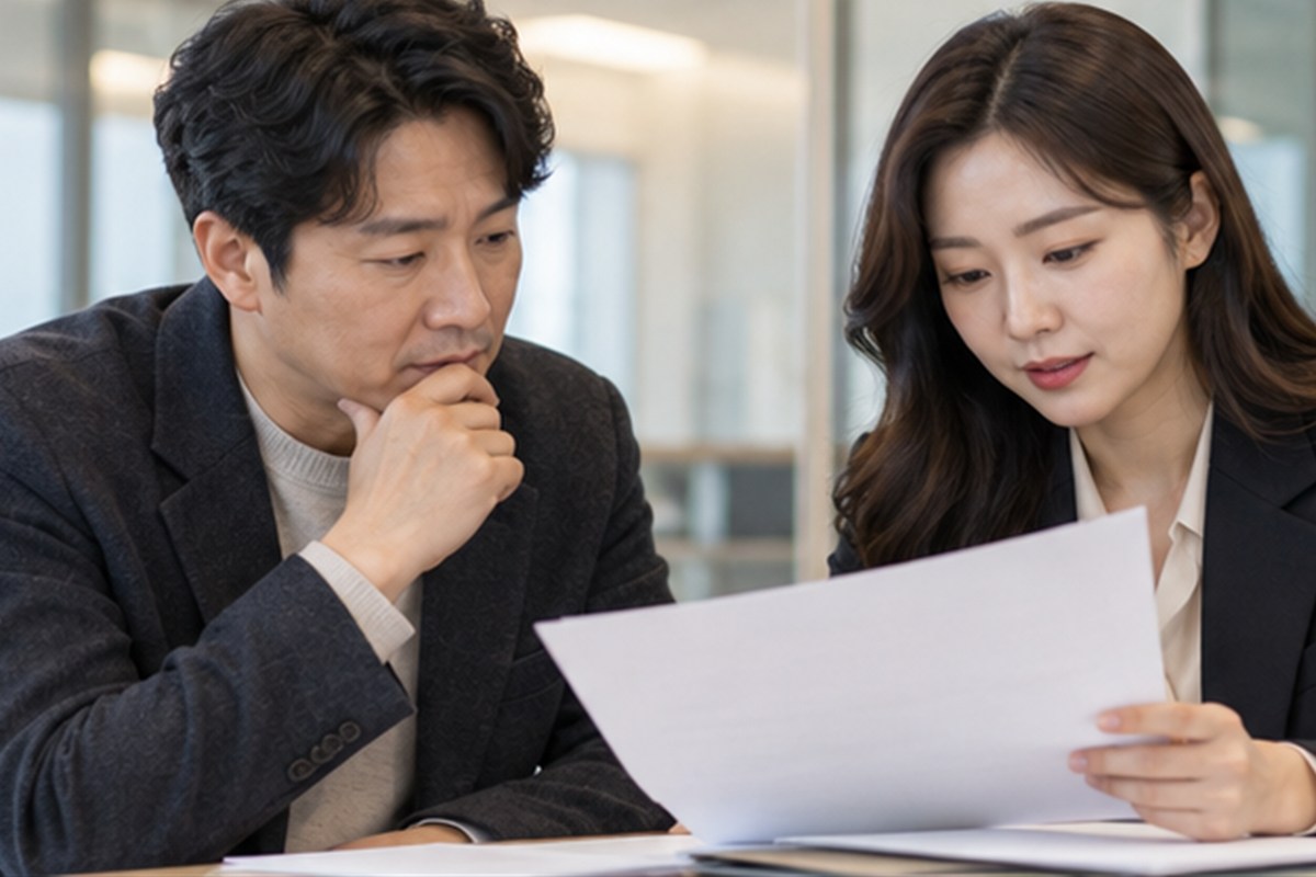 복식부기 기장료 결정 전 조건을 비교하는 장면