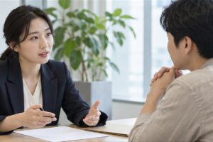 사단법인 설립 비용 관련 상담과 업무 범위를 확인하는 장면