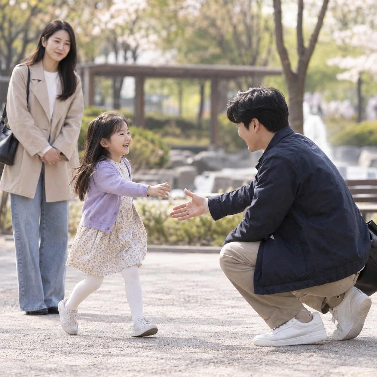 공원에서 자녀와 따뜻하게 만나는 비양육 부모