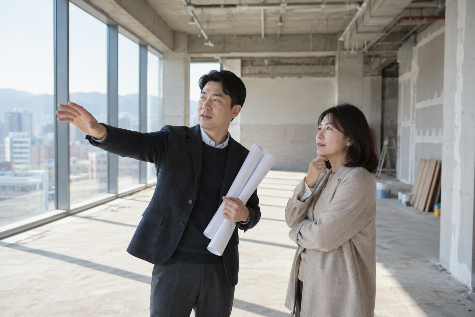 상업 공간의 용도변경을 검토하는 건축사