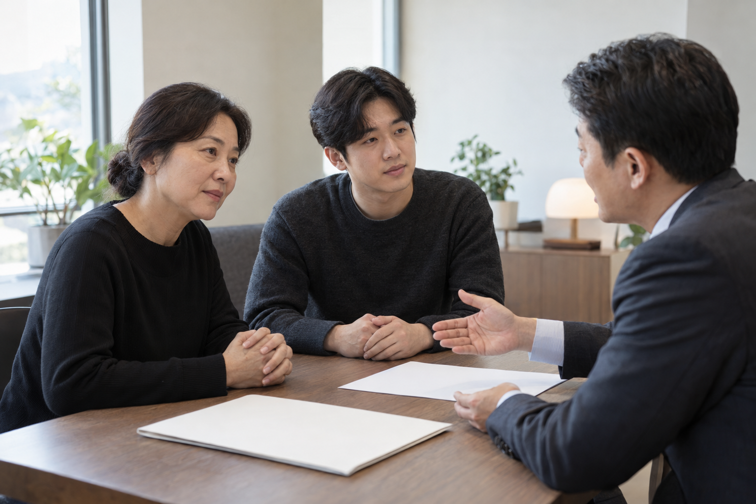 산재 유족급여 서류를 상담하는 가족