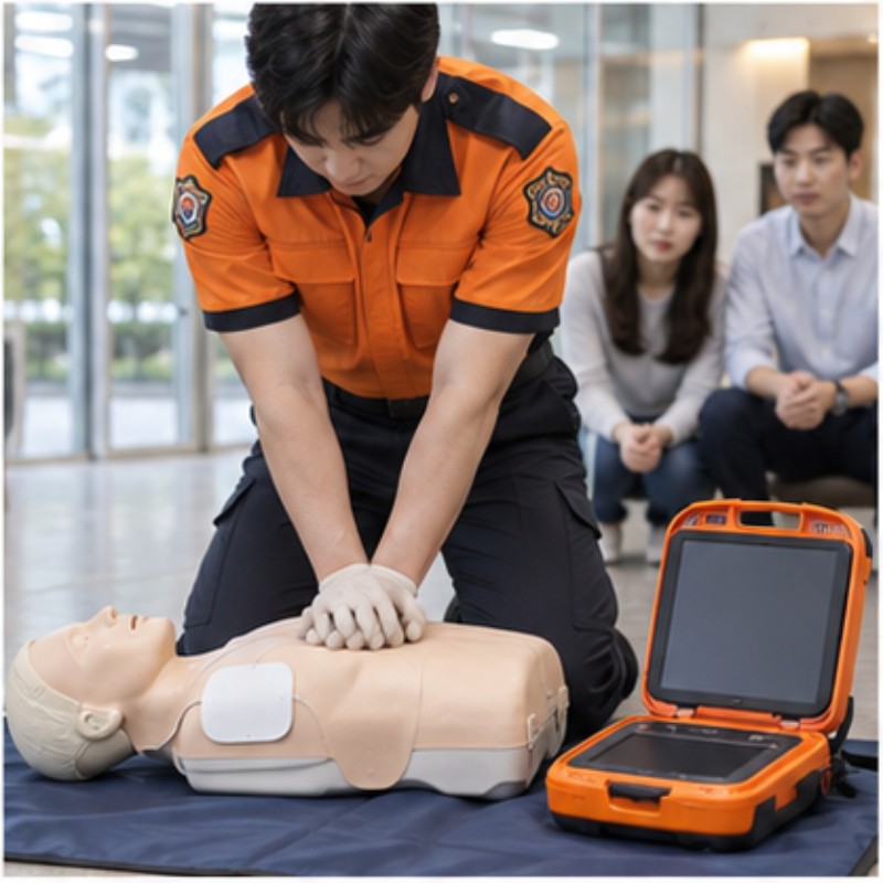 자동심장충격기(AED) 설치 의무기관과 사용법 관련 실제 상황 이미지