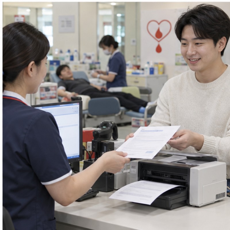 헌혈확인증명서 발급 관련 실제 상황 이미지