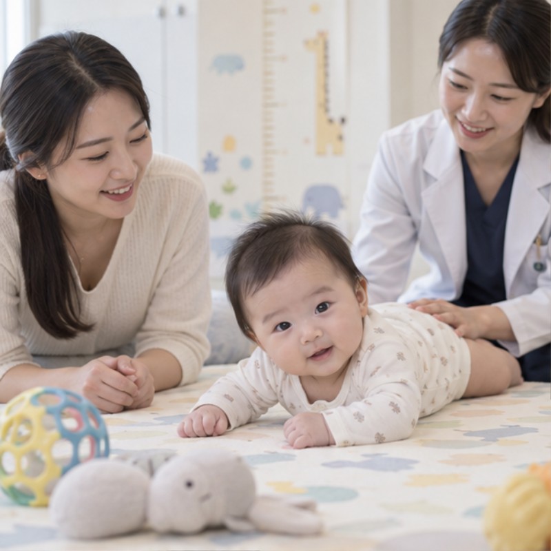 아기 뒤집기 시기 주제 관련 실제 상황 이미지