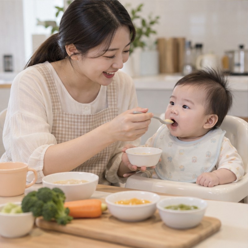 초기이유식 식단표 주제 관련 실제 상황 이미지