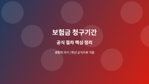 보험금 청구기간 공식 절차 안내