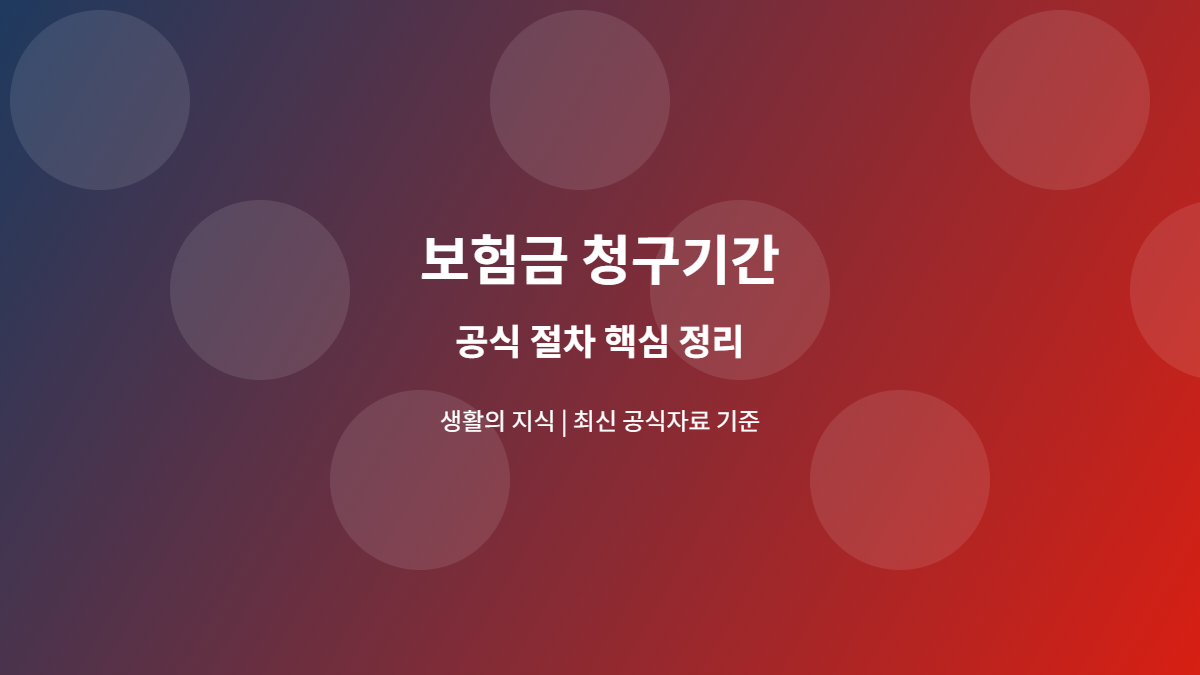 보험금 청구기간 공식 절차 안내